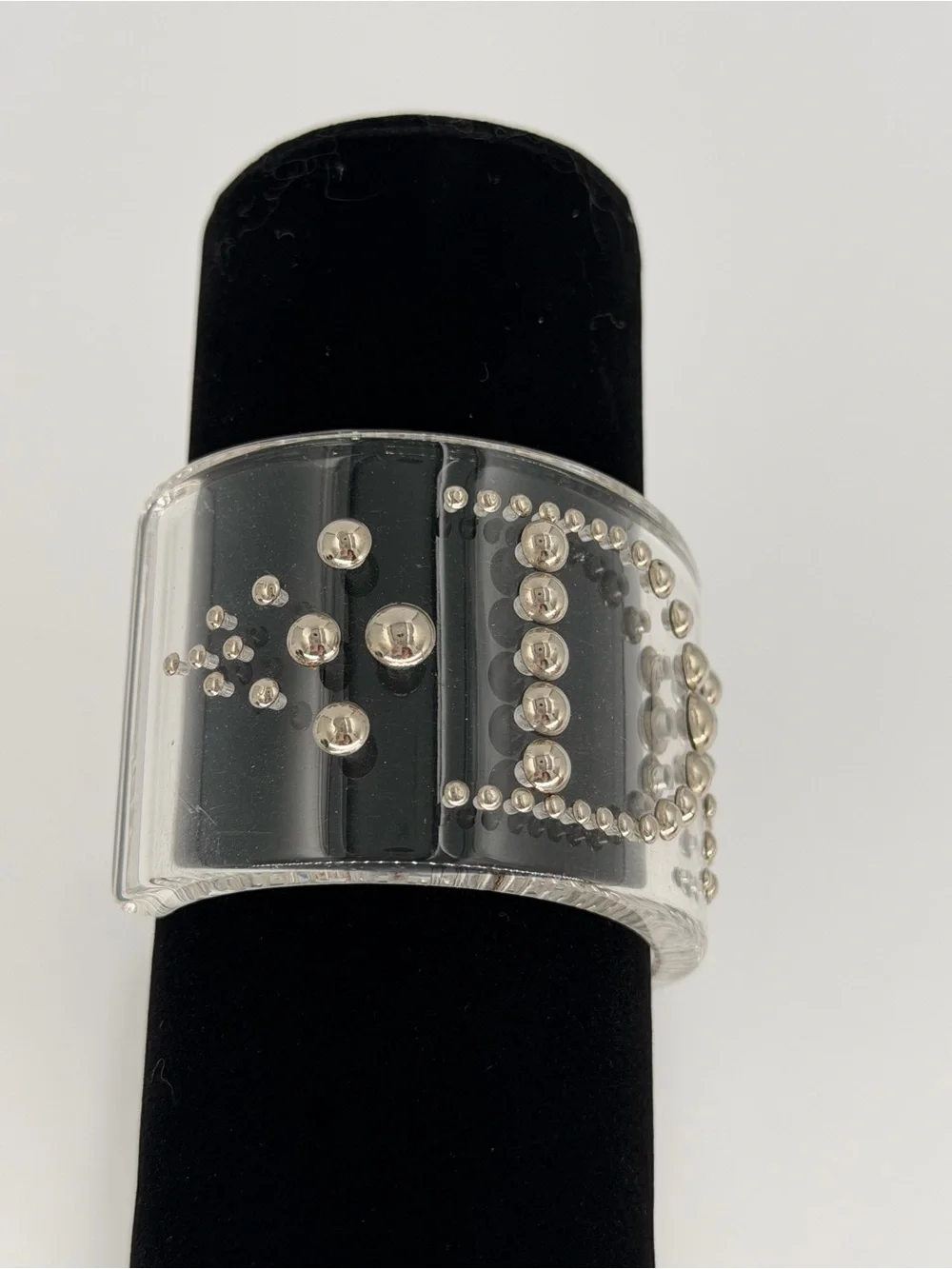 Dior Silver Studded Clear Cuff Bracelet w/COA! Gorgeous! Excellent Condition! - Picture 11 of 16